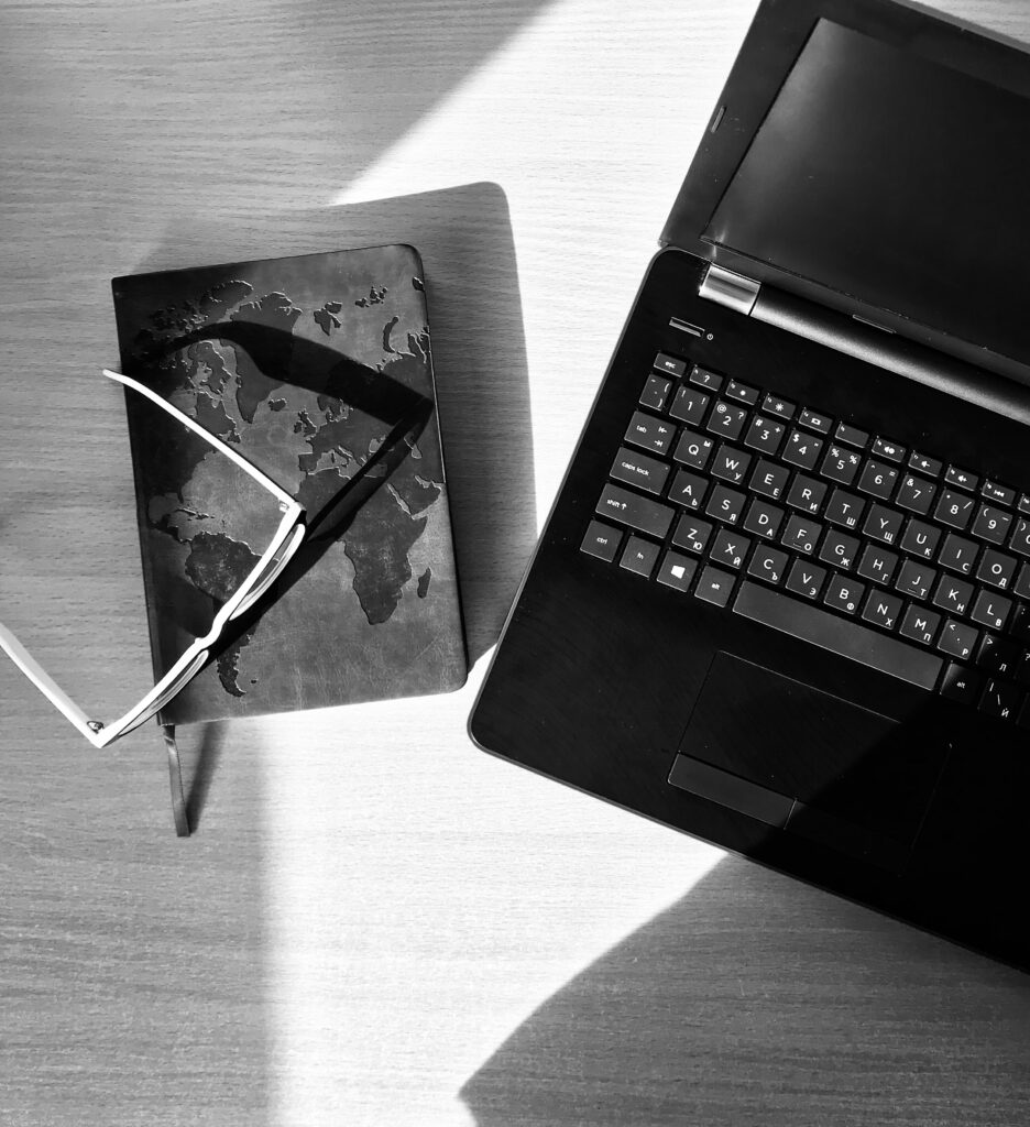 flat lay laptop using technology notebook 2026 03 17 20 13 34 utc
